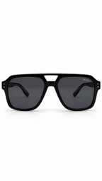 Prada Black Square Aviator Sunglasses with Grey Lenses