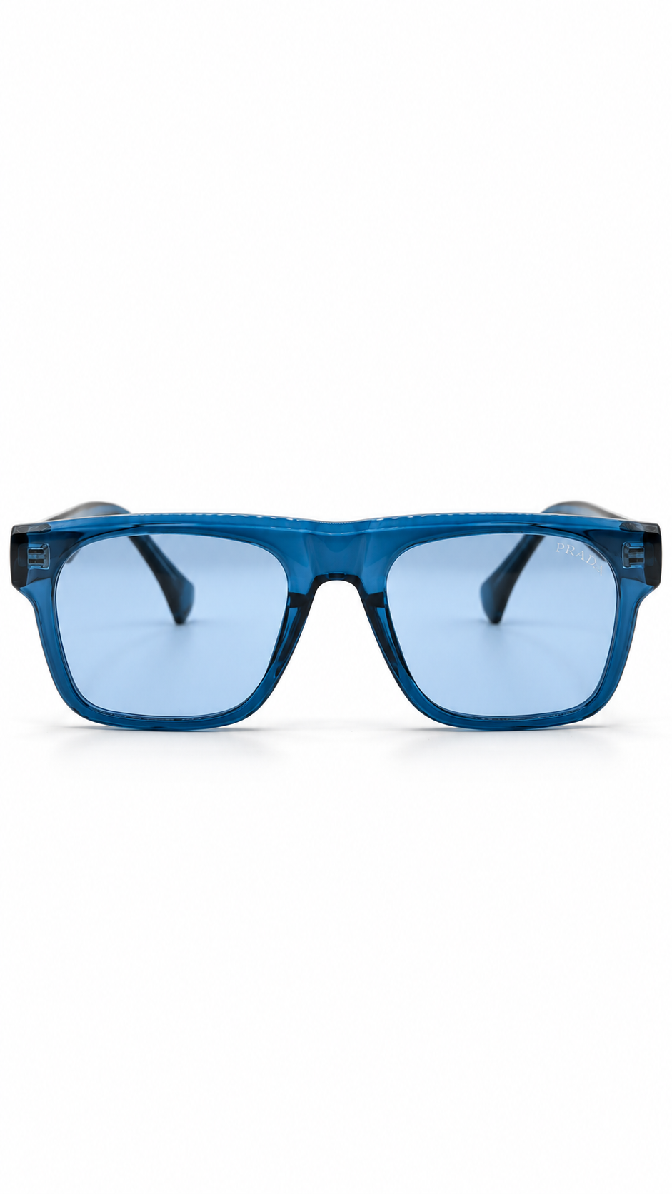 Prada Brown Gradient Square Sunglasses – Transparent Grey & Amber Frame