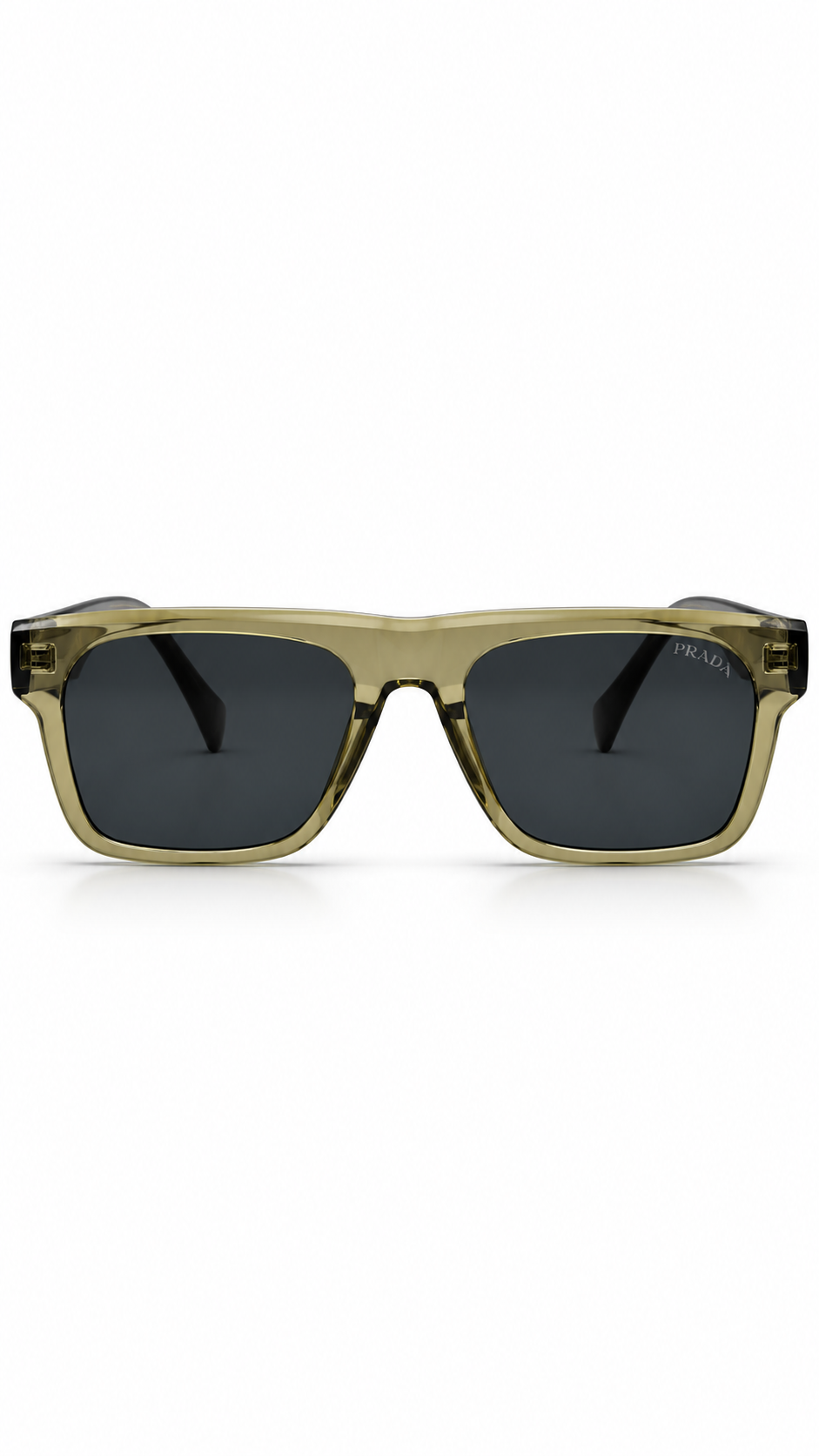 Prada Brown Gradient Square Sunglasses – Transparent Grey & Amber Frame