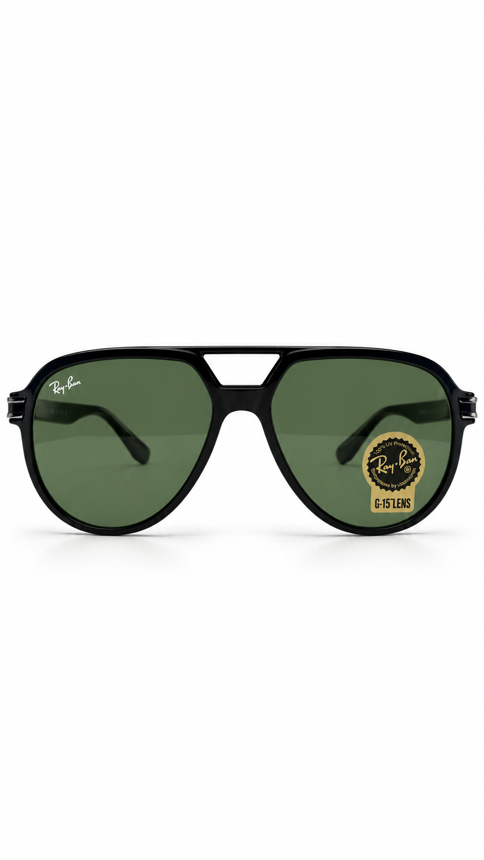 Ray-Ban Black Aviator Sunglasses with Green G-15 Style Lenses