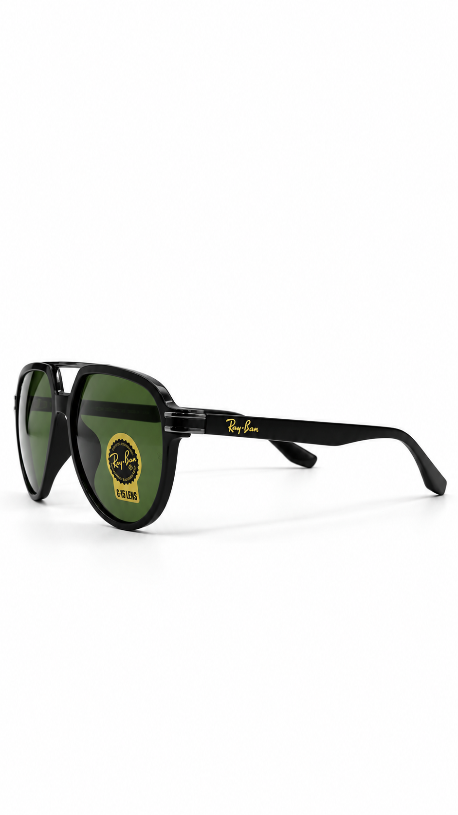 Ray-Ban Black Aviator Sunglasses with Green G-15 Style Lenses